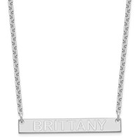 SS Rhod-plated Medium Capitalized Arial Rounded Bar Necklace view 1