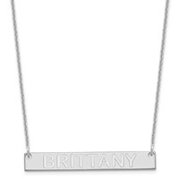 14K White Gold Medium Capitalized Arial Rounded Bar Necklace view 1