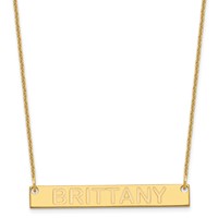14K Yellow Gold Medium Capitalized Arial Rounded Bar Necklace view 1