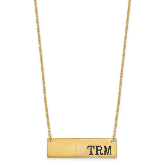 Brushed Antiqued Initial Monogram Bar with Chain