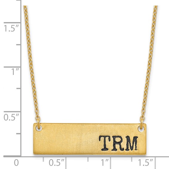 Brushed Antiqued Initial Monogram Bar with Chain