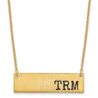 Brushed Antiqued Initial Monogram Bar with Chain