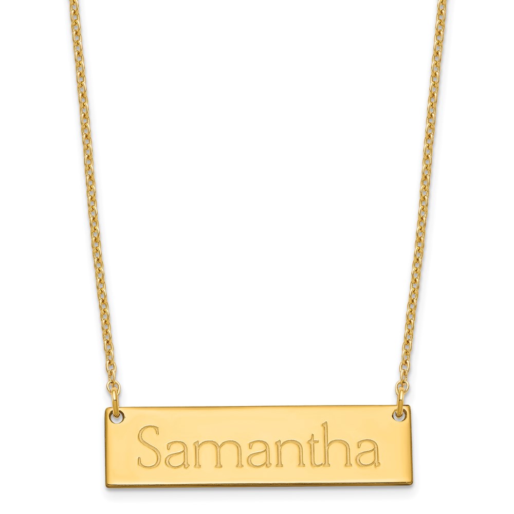 Sterling Silver/Gold-plated Small Polished Name Bar Necklace