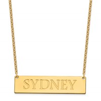 Sterling Silver Gold-plated Large Name Bar Necklace view 2