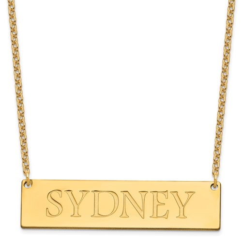 Sterling Silver Gold-plated Large Name Bar Necklace