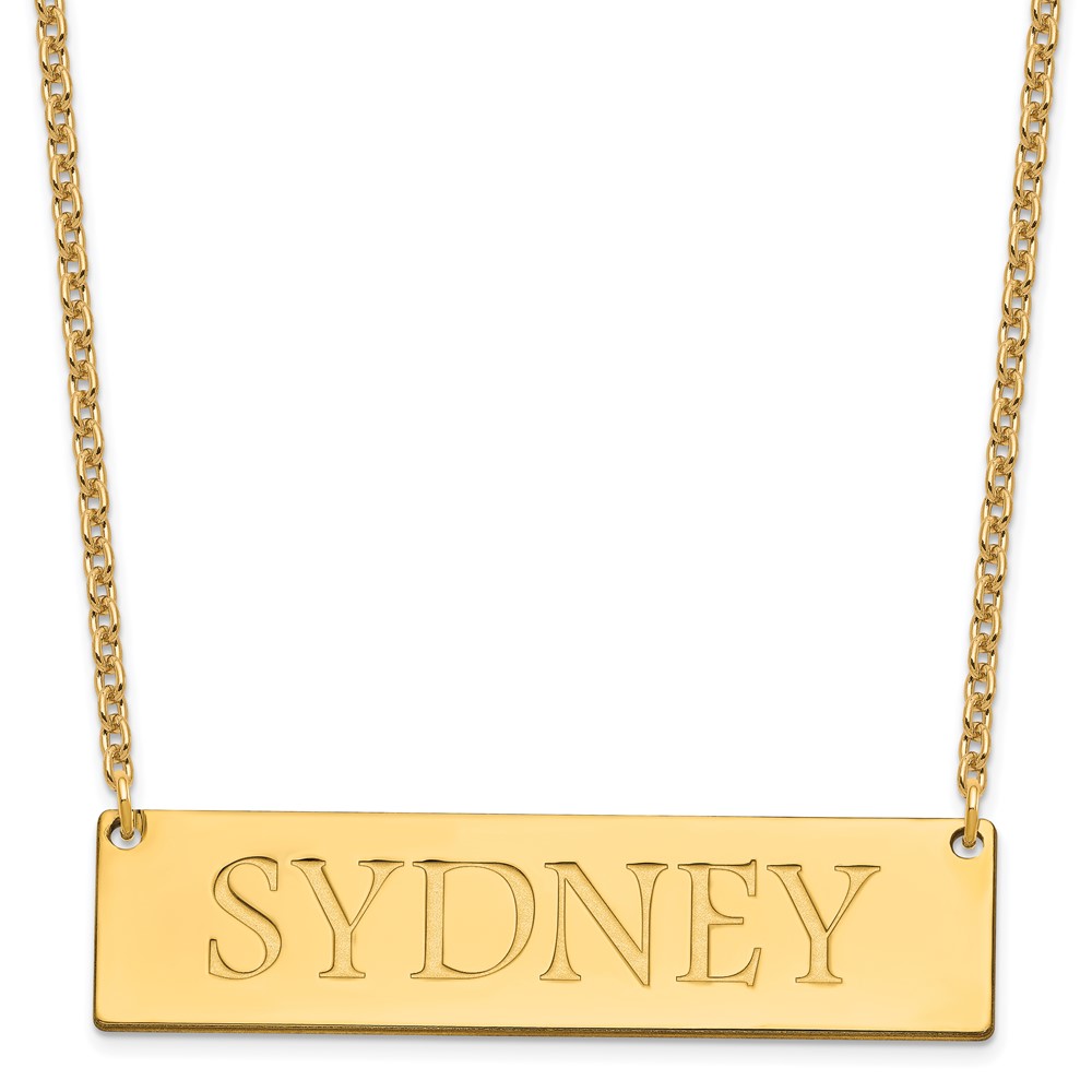 Sterling Silver/Gold-plated Large Polished Name Bar Necklace