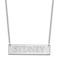 Sterling Silver Rhodium-plated Large Name Bar Necklace view 2