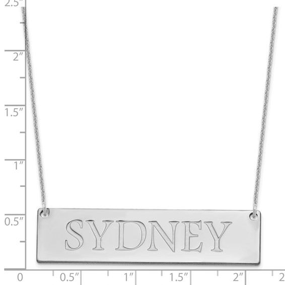 Recessed Letters Polished Name Bar Necklace                          