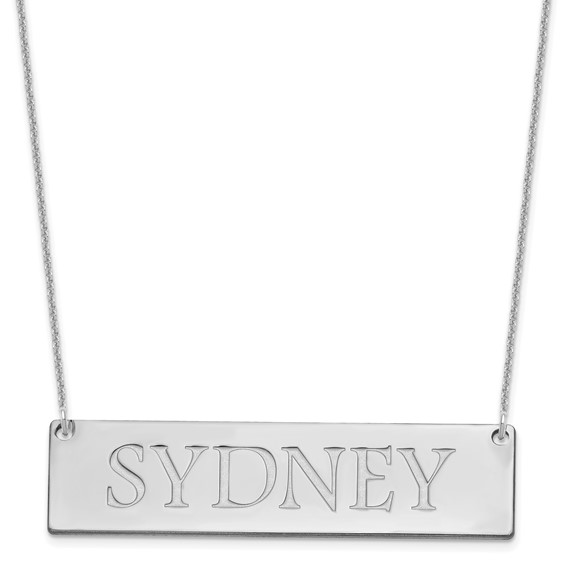 Recessed Letters Polished Name Bar Necklace                          