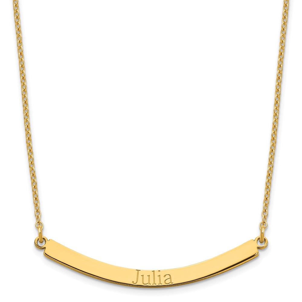Sterling Silver/Gold-plated Recessed Letter Curved Bar Necklace