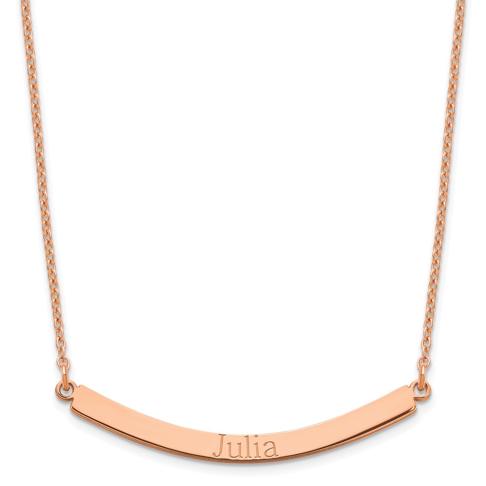 Sterling Silver/Rose-plated Recessed Letter Curved Bar Necklace