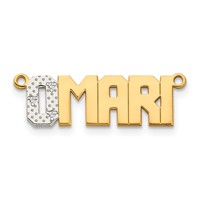 14K Yellow Gold Rhodium Diamond Name Plate view 1