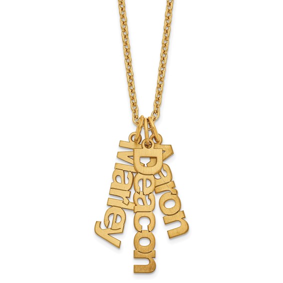 Sterling Silver/Gold-plated Polished 3 Name Charm Necklace