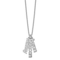 Sterling Silver Rhodium-plated Brushed 3 Name Charm Necklace view 2