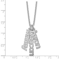 Sterling Silver Rhodium-plated Brushed 3 Name Charm Necklace view 3