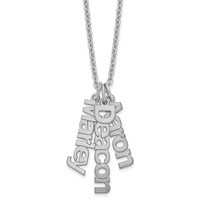 Sterling Silver Rhodium-plated Brushed 3 Name Charm Necklace view 1