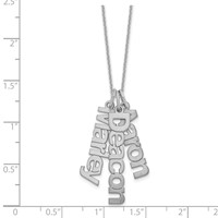 14K White Gold Brushed 3 Name Charm Necklace view 3