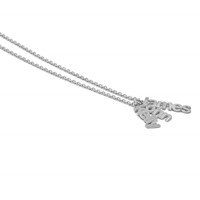 14K White Gold Brushed 3 Name Charm Necklace view 4