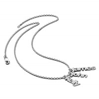 14K White Gold Brushed 3 Name Charm Necklace view 5