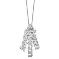 14K White Gold Brushed 3 Name Charm Necklace view 1