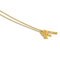 14K Yellow Gold Brushed 3 Name Charm Necklace view 4