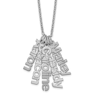 Sterling Silver/rhodium-plated Polished 5 Name Charm Necklace