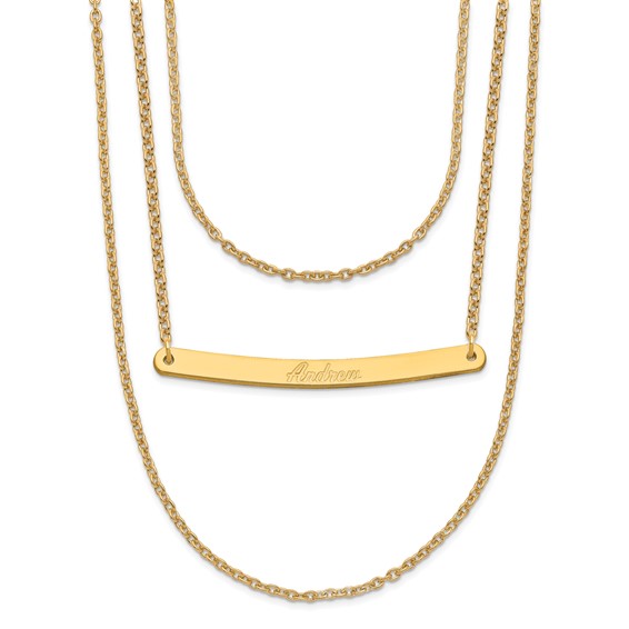 Brushed 3 Chain Bar Name Necklace