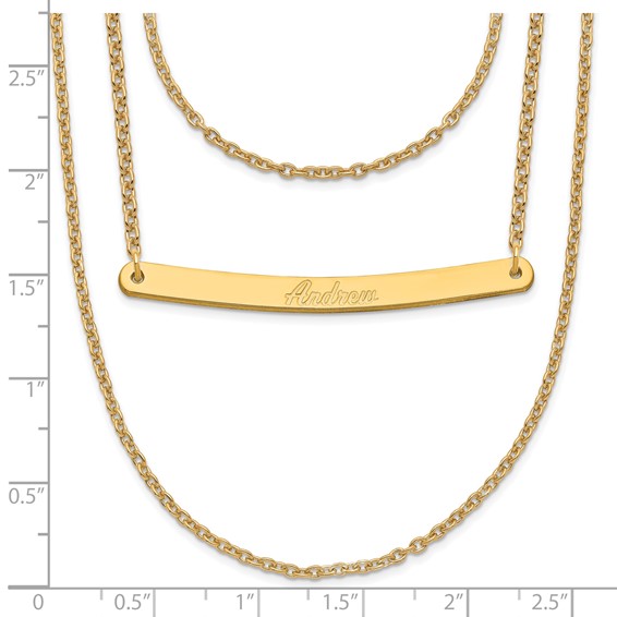 Brushed 3 Chain Bar Name Necklace