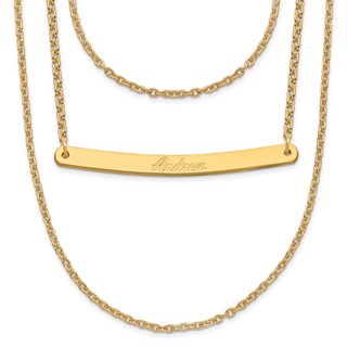 Brushed 3 Chain Bar Name Necklace