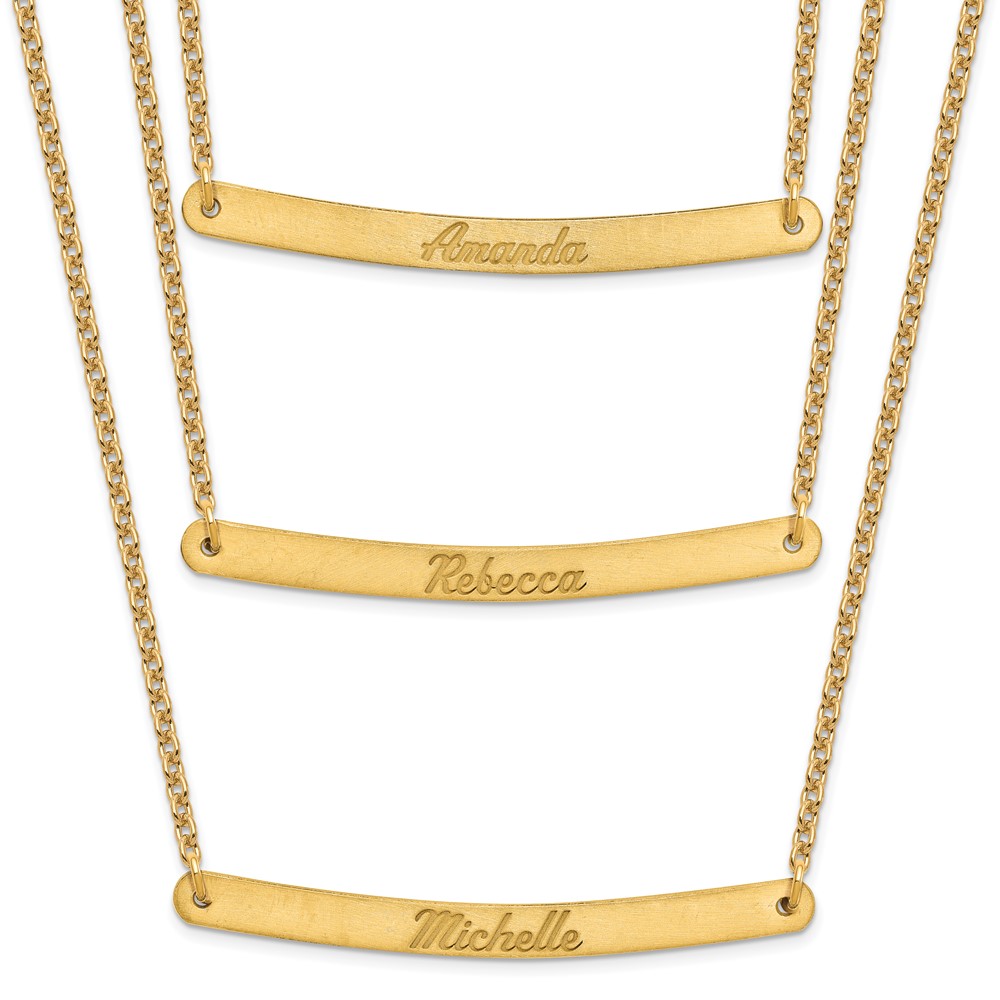 Sterling Silver/Gold-plated Brushed 3 Chain 3 Bar Necklace