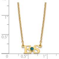 SS Gold-plated 2 Initials Necklace with 14K Bezel Birthstone view 3