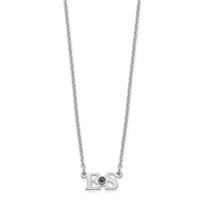 SS Rhod-plated 2 Initials Necklace with 14K Bezel Birthstone view 2