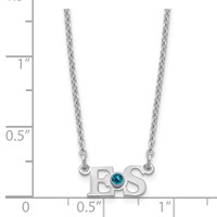 SS Rhod-plated 2 Initials Necklace with 14K Bezel Birthstone view 3