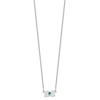 14K White Gold WG 2 Initials Necklace with 14K Rhodium-plated Bezel Birthstone view 2