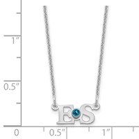 10K WG 2 Initials W 14K Rhod-pltd Bezel Birthstone Necklace view 2
