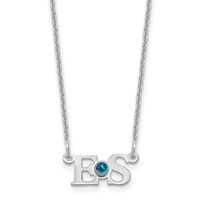 10K WG 2 Initials W 14K Rhod-pltd Bezel Birthstone Necklace view 1