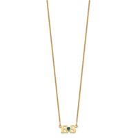 14K Yellow Gold YG 2 Initials Necklace with 14K Rhodium-plated Bezel Birthstone view 2