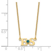 14K Yellow Gold YG 2 Initials Necklace with 14K Rhodium-plated Bezel Birthstone view 3