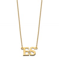 SS Gold-plated 2 Initials Necklace with 14K Two-Tone Gold Bezel Birthstone view 2