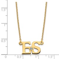 SS Gold-plated 2 Initials Necklace with 14K Two-Tone Gold Bezel Birthstone view 3