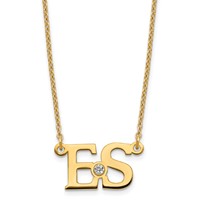 SS Gold-plated 2 Initials Necklace with 14K Two-Tone Gold Bezel Birthstone view 1