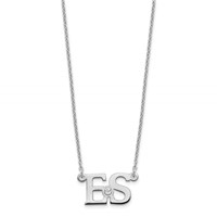 SS Rhod-plated 2 Initials Necklace with 14K Bezel Birthstone view 2