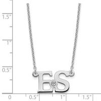 SS Rhod-plated 2 Initials Necklace with 14K Bezel Birthstone view 3