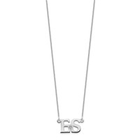 14K White Gold WG 2 Initials Necklace with 14K Rhodium-plated Bezel Birthstone view 2