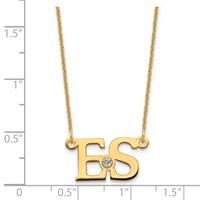 14K Yellow Gold YG 2 Initials Necklace with 14K Rhodium-plated Bezel Birthstone view 3