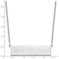 SS Rhodium-plated Brushed 2 Names and Heart Bar Necklace view 3