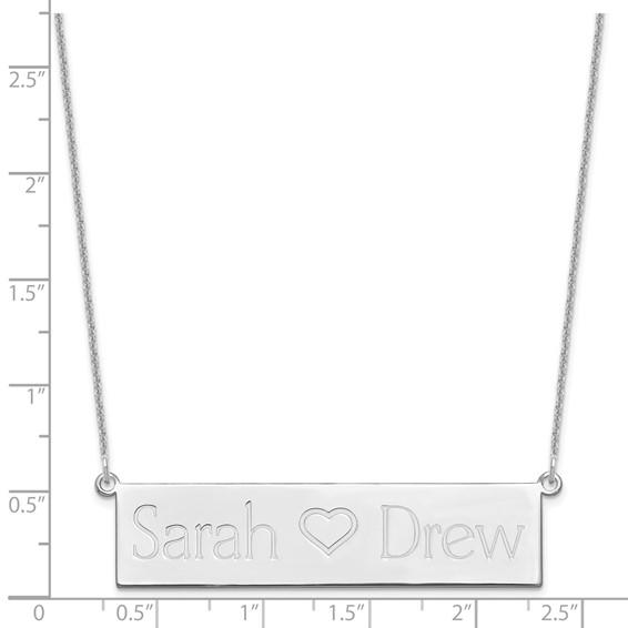 Polished 2 Name And Heart Bar Plate with Chain                     