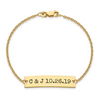 SS Gold-plated Brushed Epoxy Initials and Date Bar Bracelet view 4