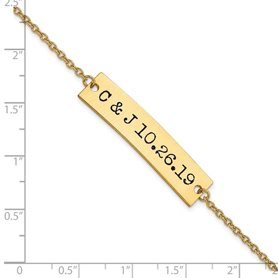 Brushed Couple's Initials And Date Antiqued Bar Bracelet