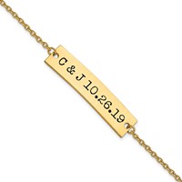 SS Gold-plated Brushed Epoxy Initials and Date Bar Bracelet view 1